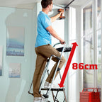 PROFI-PARTNER Stahl-Sicherheitsleiter, Trittleiter, Klappbare Handläufe, Klappleiter, 3 Stufen, Rutschsichere Plattform, TÜV Geprüft, Sicherer Tritt, Robust, bis 150 kg
