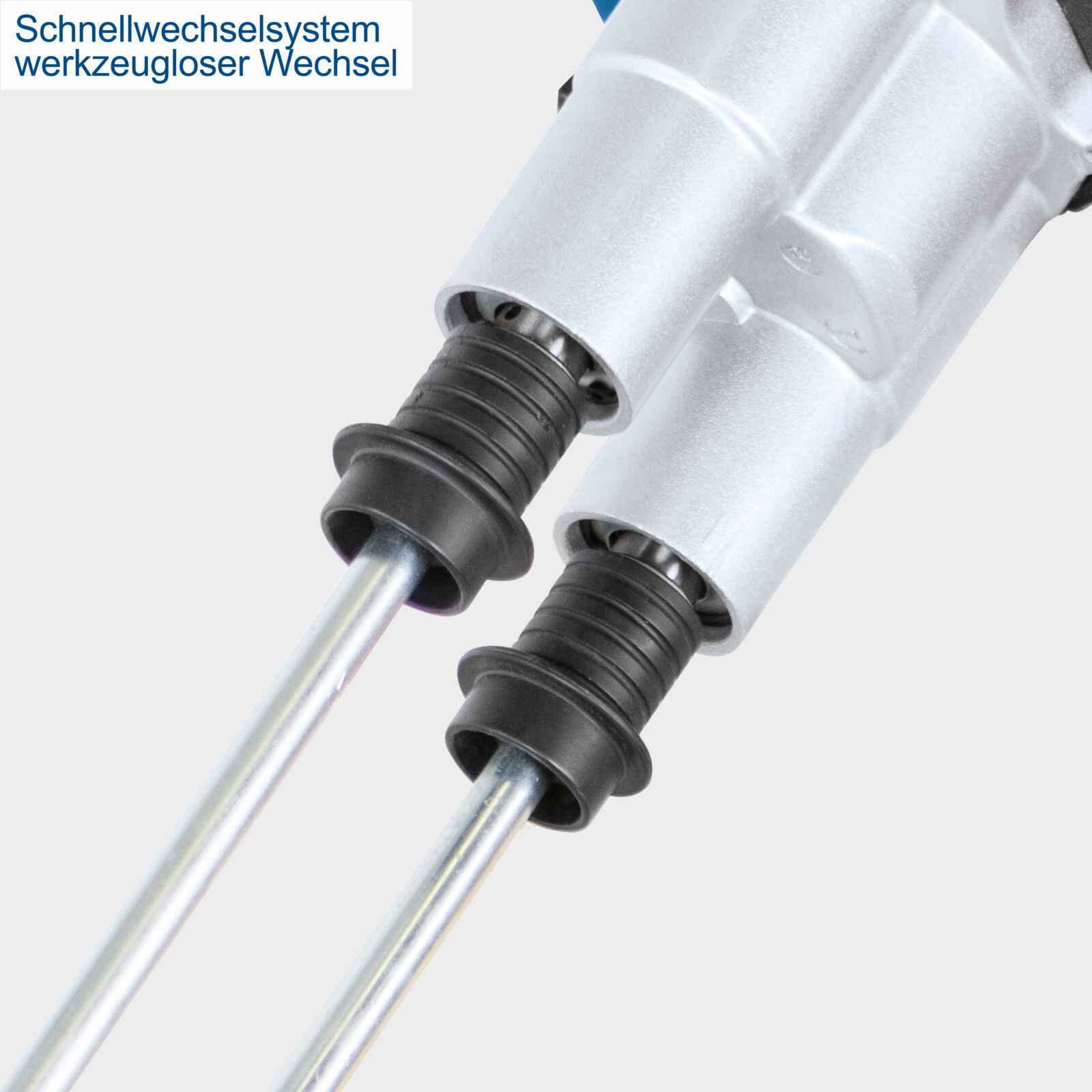 Scheppach Doppel Rührwerk PM1800D | 1800W | Stablänge: 570mm / Rührkorb-Ø: 110mm | Drehzahlregulierung in zwei Stufen | 2-Gang-Getriebe | Handrührwerk | Farb & Mörtelrührwerk | Farbrüher