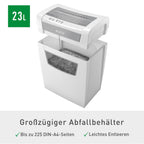 Leitz IQ Aktenvernichter Office S, 14-12 Blatt Kapazität (70-80 g/m²), TÜV+GS zertifiziert, Partikelschnitt, Sicherheitsstufe P4, Besonders leise, 23L Behälter, Schredder für Büro, Weiß, 80990000