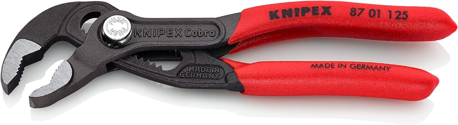 KNIPEX Cobra Hightech-Wasserpumpenzange auf SB-Karte mit rutschhemmendem Kunststoff überzogen 125 mm, 87 01 125 SB