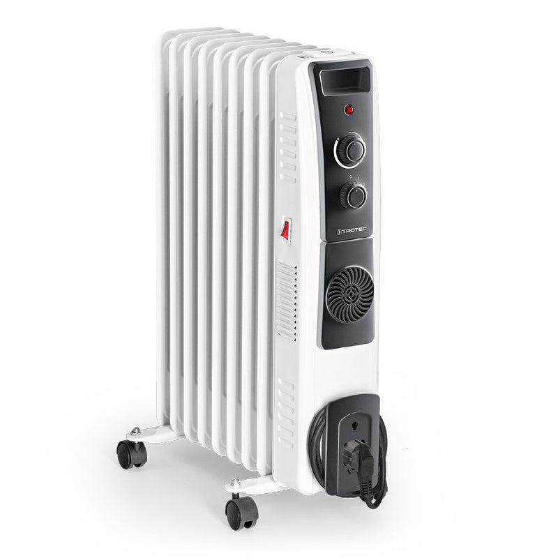 TROTEC Ölradiator TRH 22 E – 2.400 W, 3 Heizstufen, Turbogebläse mit PTC-Heizelement, Thermostat, Frostwächter-Funktion, Überhitzungs- & Kippschutz, mobil