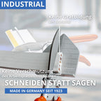 Original LÖWE Leistenschere 3.306 mit 90 Grad Anschlägen für den professionellen Einsatz im Handwerk - Leistenschneider mit langer Klinge für exakten Schnitt an Kunststoff Gummi Holz PVC Leder, metall