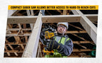 DEWALT 18 Volt Akku-Kompakt-Säbelsäge(bürstenloser Motor, sehr kompakte Abmessungen, werkzeugloser Sägeblattwechsel, schwenkbarer Sägeschuh, Lieferung ohne Akku und Ladegerät), DCS369N-XJ