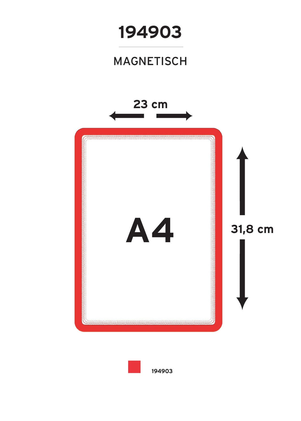 Djois, 194903 - Magnetischer Displayrahmen Magneto, A4, Rot, 2 Stück, Einzigartiges Design, Magnetische Rückseite, Blendfreie Oberfläche, Ideal für visuelle Kommunikation