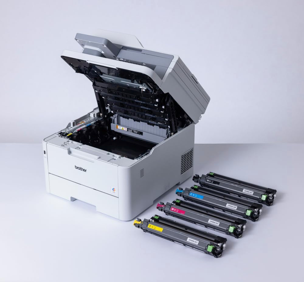 Brother MFC-L8340CDW Professionelles und kompaktes 4-in-1 Farb-LED-Multifunktionsgerät (Drucker, Scanner, Kopierer, Fax, 30 Seiten/Min.) weiß/grau