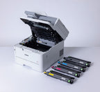 Brother MFC-L8340CDW Professionelles und kompaktes 4-in-1 Farb-LED-Multifunktionsgerät (Drucker, Scanner, Kopierer, Fax, 30 Seiten/Min.) weiß/grau