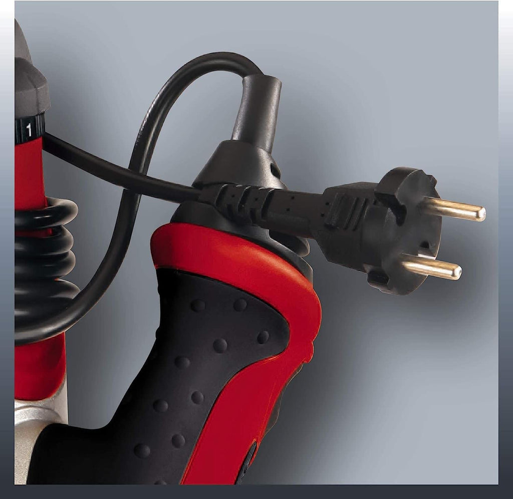 Einhell Oberfräse TE-RO 1255 E (1200 W, Spannzange Ø 6 und 8 mm, 55 mm Hubhöhe, elektronische Drehzahlregulierung, Spindelarretierung, einfacher Werkzeugwechsel) Rot/Schwarz