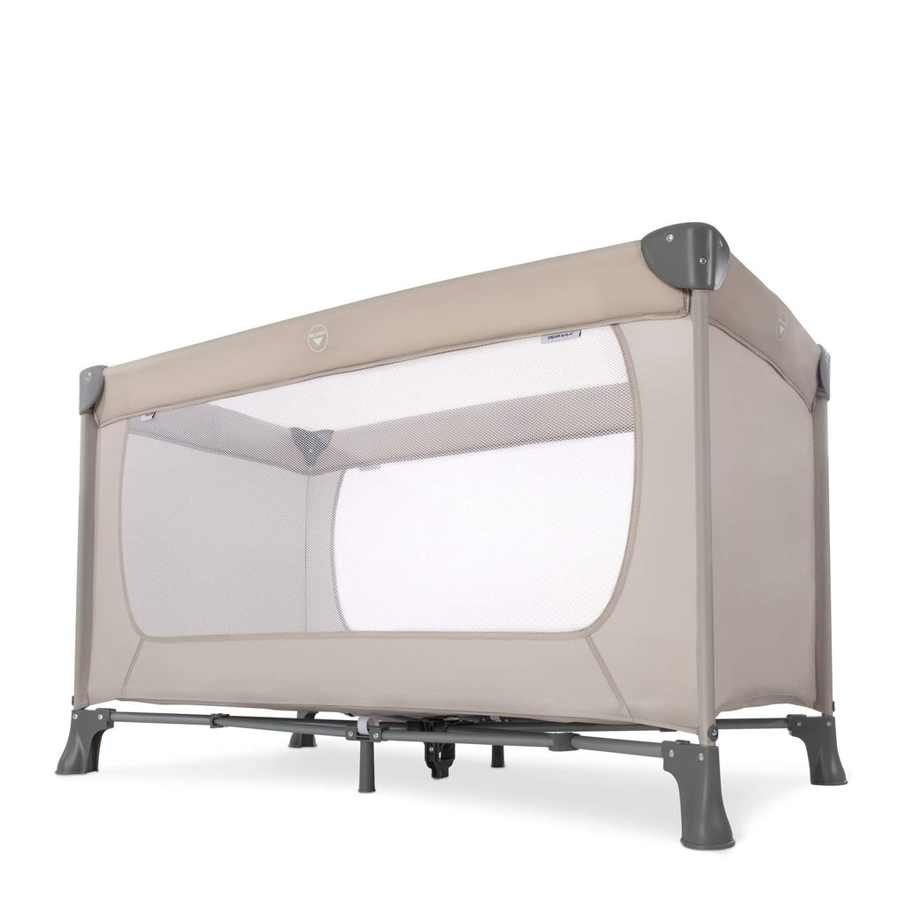 hauck Kinderreisebett Dream N Play ab Geburt bis 15 kg, Klein Zusammenklappbar inkl. Tragetasche und Faltboden, Liegefläche 120 x 60 cm (Beige)