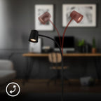 BRILONER – Stehlampe als Deko im Wohnzimmer und Leselampe, Schwenkbare Lampe, Wohnzimmerlampe, Fußtaster, Indirekte Beleuchtung, Schwarz