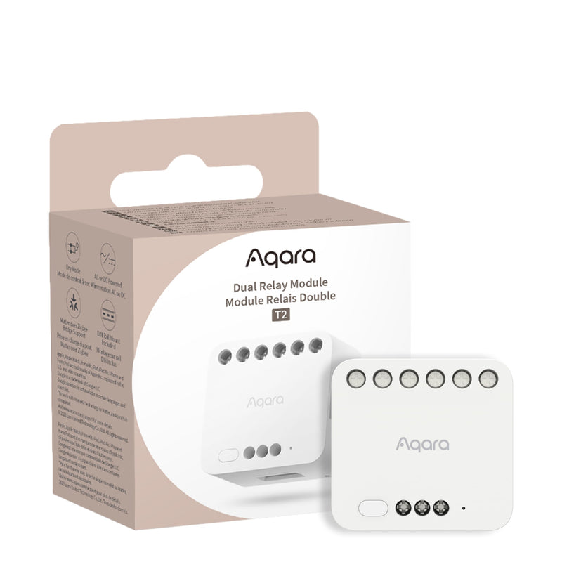 Aqara Dual Relais Modul T2, Rolladensteuerung Lichtschalter, Erfordert Aqara Zigbee 3.0 HUB, Trockenen Knoten Modus für Garagentore Heizkessel, Unterstützt Homekit,Google, Alexa, Matter over Bridge