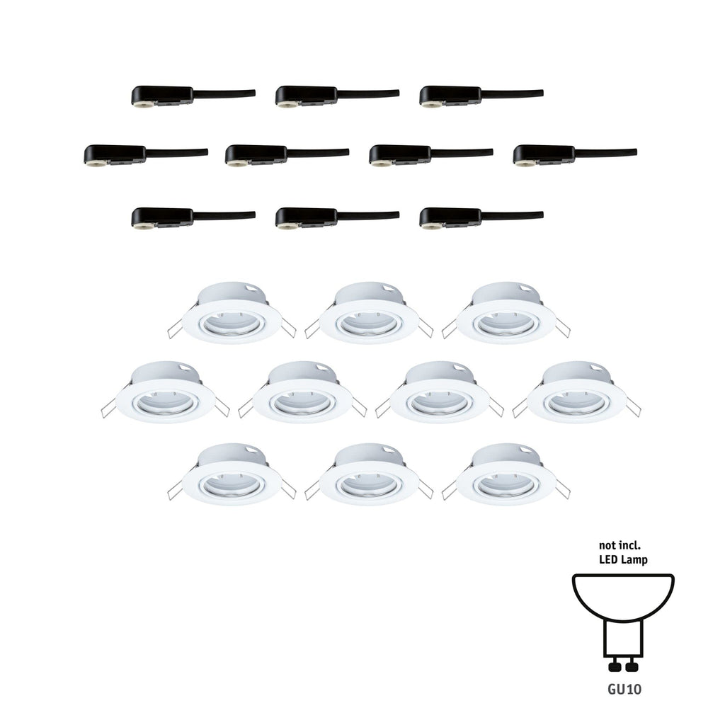 Paulmann 93400 Einbauleuchte Base rund schwenkbar max. 10x10W Einbaustrahler ohne Leuchtmittel Weiß Einbaulampe Metall Deckenspot GU10