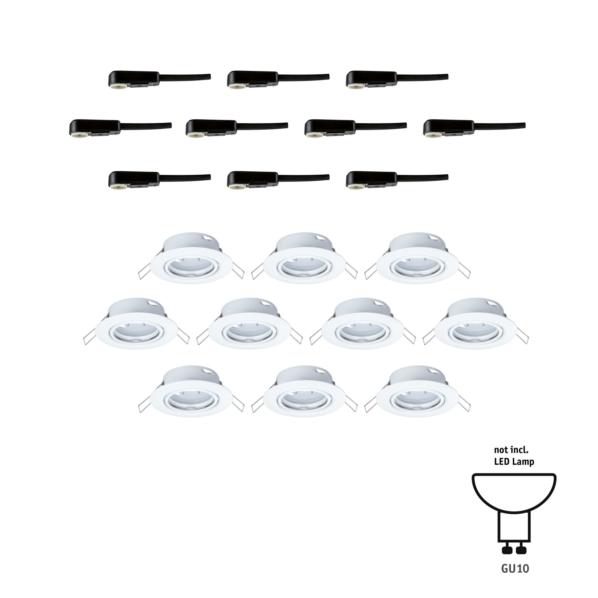 Paulmann 93400 Einbauleuchte Base rund schwenkbar max. 10x10W Einbaustrahler ohne Leuchtmittel Weiß Einbaulampe Metall Deckenspot GU10