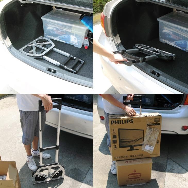 Yaheetech Sackkarre klappbar Transportkarre mit Gummiräder Stapelkarre Handewagen mit Anti-Rutsch Handgriff Transportwagen Trolley belastbar bis 75 kg
