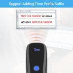 Tera Pro Series 2D QR 3-in-1 Portable Mini Barcode Scanner Bluetooth & USB Cable & 2.4G Wireless with Time Prefix/Suffix, 1200 mAh Better Efficiency, Model 1300 Blue
