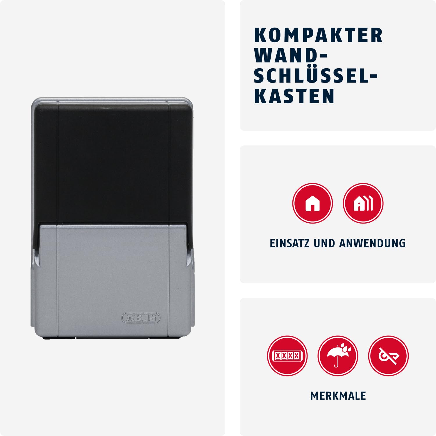 ABUS KeyGarage 727 Mini - Schlüsselbox zur Wandmontage - für bis zu 8 Schlüssel oder kleine Wertgegenstände - Schwarz-Silber
