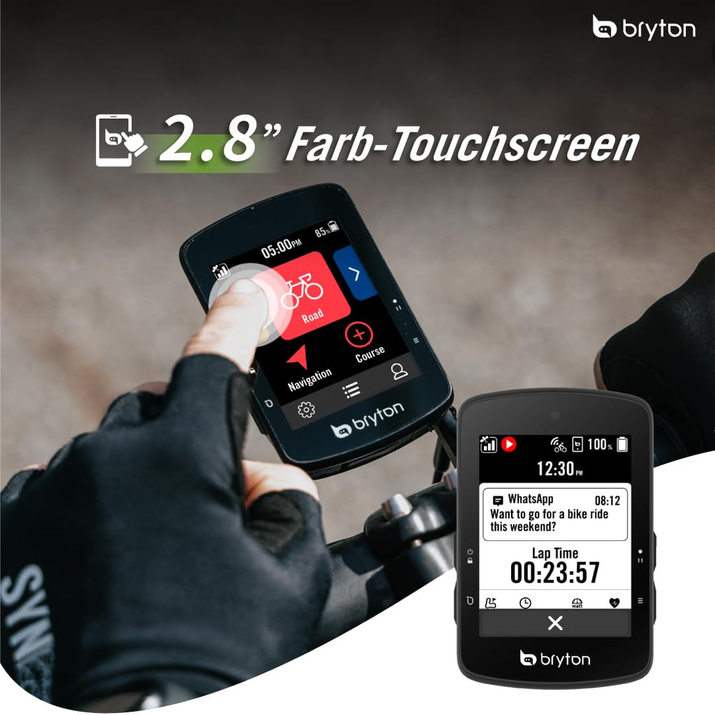 Bryton Rider S510 Sensor-Bundle 2,8-Zoll-Farb-LCD-Touchscreen GPS-Fahrradcomputer, Offline-EU-Karte, kompatibel mit Fahrrad-Radar, 30 Stunden Akkulaufzeit