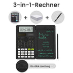 NEWYES Wissenschaftlicher Taschenrechner, 82MS Ingenieurrechner mit Schreibtablett und Stift, 240 Funktionen, 2-zeiliges Display, Mittel- und Oberschulbedarf, Schwarz