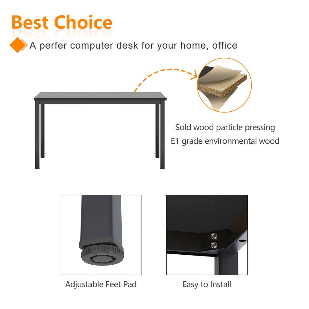 SogesHome PC Schreibtisch Computertisch 100 x 60 x 75 cm Bürotisch Workstation für Home Office Verwenden Schreibtisch, Esstisch Konferenztisch, Schwarz