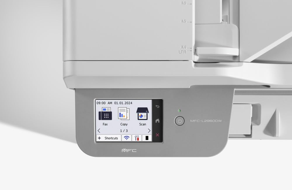 Brother MFCL2960DW Monochrom-Laser-Multifunktionsgerät mit 34 Seiten pro Minute, automatisches beidseitiges Drucken und Kopieren, kabelgebundenes Netzwerk, WLAN, 8,8 cm Touchscreen-Display, 1500