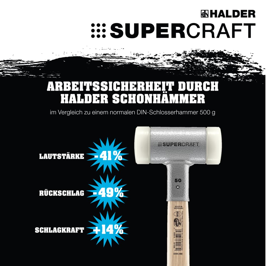HALDER - mit schwingungsdämpfendem, ergonomisch geformtem und lackiertem Hickorystiel | Ø=80 mm | 3366.081