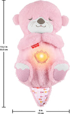Fisher-Price Baby-Spielzeug Schlummer-Otter, tragbare pinke Plüsch-Spieluhr mit Atembewegungen und Lichtern für Neugeborene ab einem Alter von 0 Monaten, JLJ33