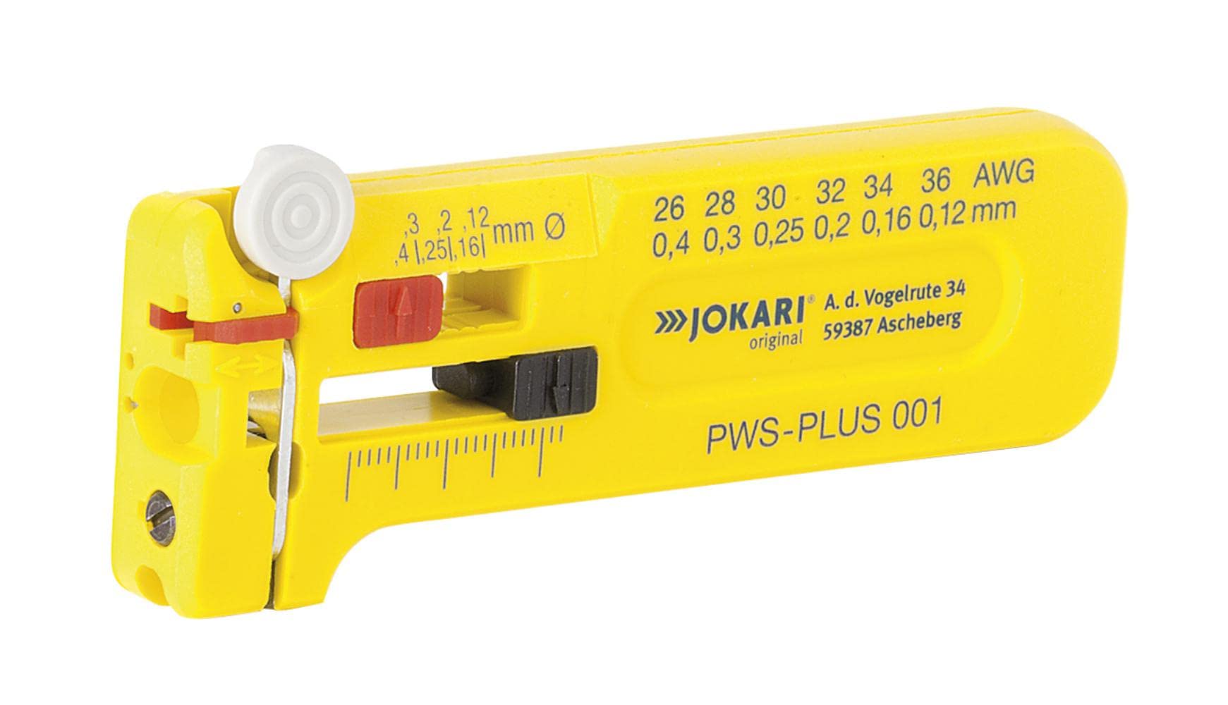 Jokari Mini-Präzisions-Abisolierwerkzeug PWS-Plus 003 zum Entmanteln von Leitern und Litzen AWG 28 bis 18/0,30-1 mm Durchmesser, 1 Stück, 40026