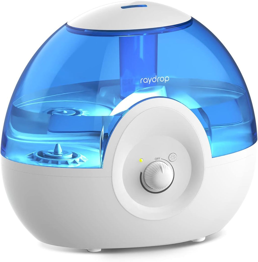 raydrop Luftbefeuchter 2,2L für Schlafzimmer, Flüsterleise 28dB Ultraschall-Luftbefeuchter, Leicht zu Reinigen, Automatische Abschaltung, 30 Std. Laufzeit, Nachtlicht (Blau)