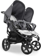 hauck Geschwisterwagen Roadster Duo SLX, Zwillingsbuggy ab Geburt bis 15 kg (ca. 3 Jahren) mit Liegefunktion, XL Korb, Einfach und Klein Zusammenklappbar, Große Räder (Grey/Silver)
