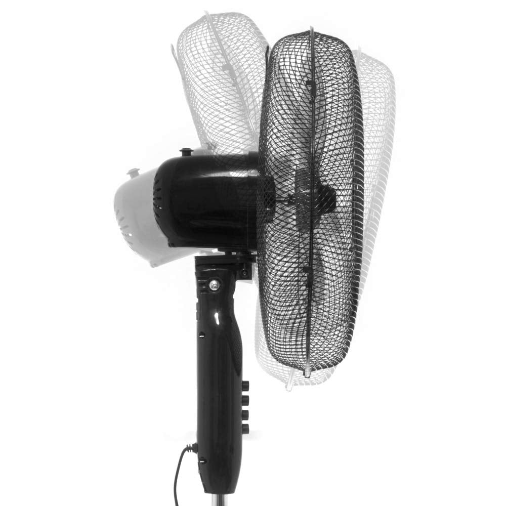 TROTEC Standventilator TVE 17 S – 40 Watt, oszillierend 80°, 3 Stufen, Ø 40 cm, höhenverstellbar, leise, schwarz