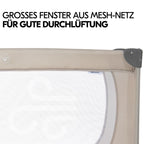 hauck Baby Reisebett Set Dream N Play mit extra Alvi Komfort Matratze und Moskitonetz - faltbares Kinder Babyreisebett mit Tasche - Beige