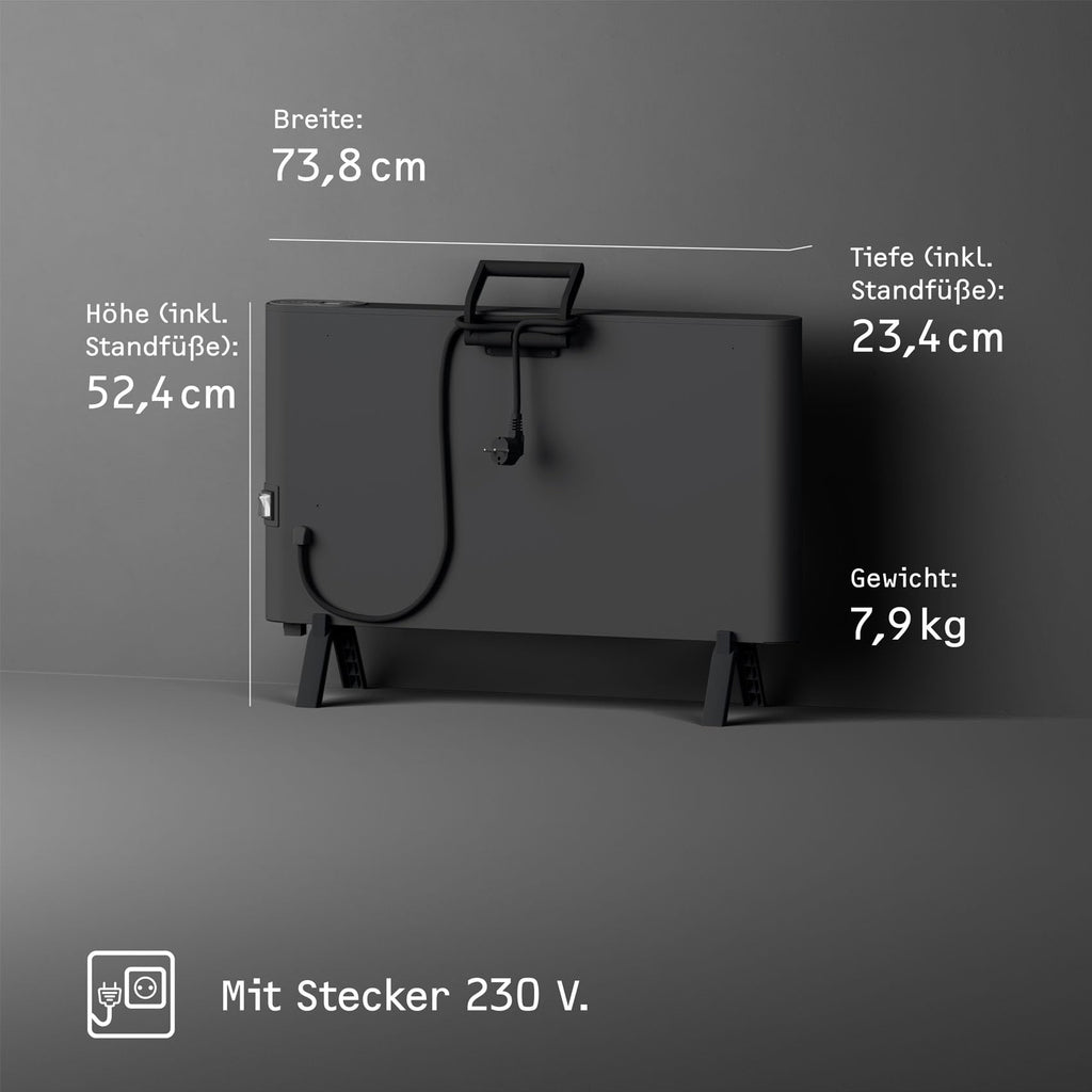 STIEBEL ELTRON neue Elektroheizung engergiesparend, Standgerät CNS-B 2000 Plus LCD move, 2 kW für ca. 25 m², TÜV geprüft, LC-Display, Wochentimer, Schwarz, 207068