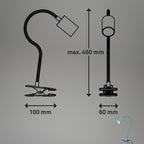BRILONER - Schreibtischlampe mit Kabelschalter, Warmweiße Lichtfarbe, schwenkbar, Stecker, Leselampe, Klemmlampe, Klemmleuchte, Nachttischlampe, Leselicht Kinder, Bürolampe, 40cm hoch, Blau