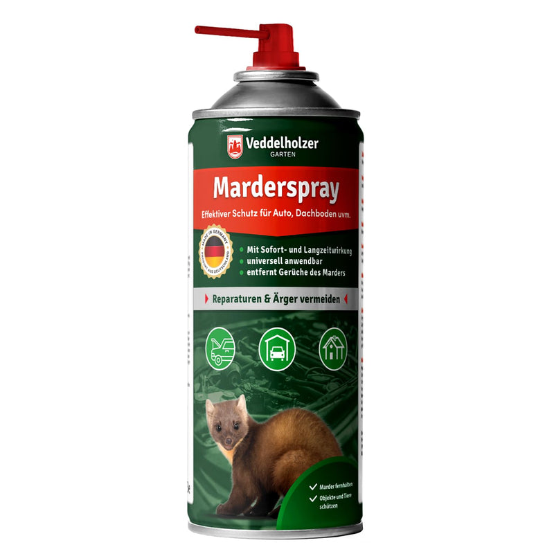 Veddelholzer Marderspray für Auto, Dachboden & Garage | 400 ml | Sofortiger & Langfristiger Schutz für Marder und Objekte durch effektive Marderabwehr | Marderschreck Made in Germany