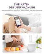 Comfyer 4 Split-Screen Smart Babyphone mit 2K Kamera, 5" HD Display WLAN Kamera Video Babyphone, IR-Nachtsicht, Automatische Verfolgung, Temp Anzeige, Bewegungs/Geräuscherkennung, App Steuern 5050mAh