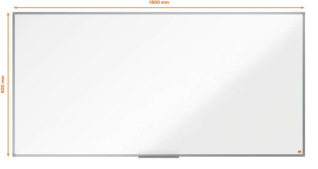 Nobo magnetisches Whiteboard aus Stahl, 90 x 180 cm, Aluminiumrahmen, Traditionelle Eckmontage, Inkl. Stiftablage, Weiß, Essence-Serie, 1915450
