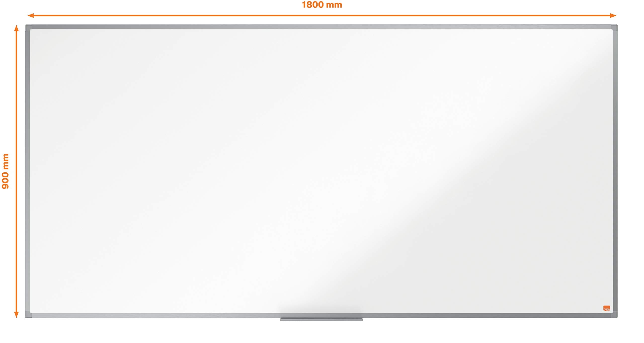 Nobo magnetisches Whiteboard aus Stahl, 90 x 180 cm, Aluminiumrahmen, Traditionelle Eckmontage, Inkl. Stiftablage, Weiß, Essence-Serie, 1915450