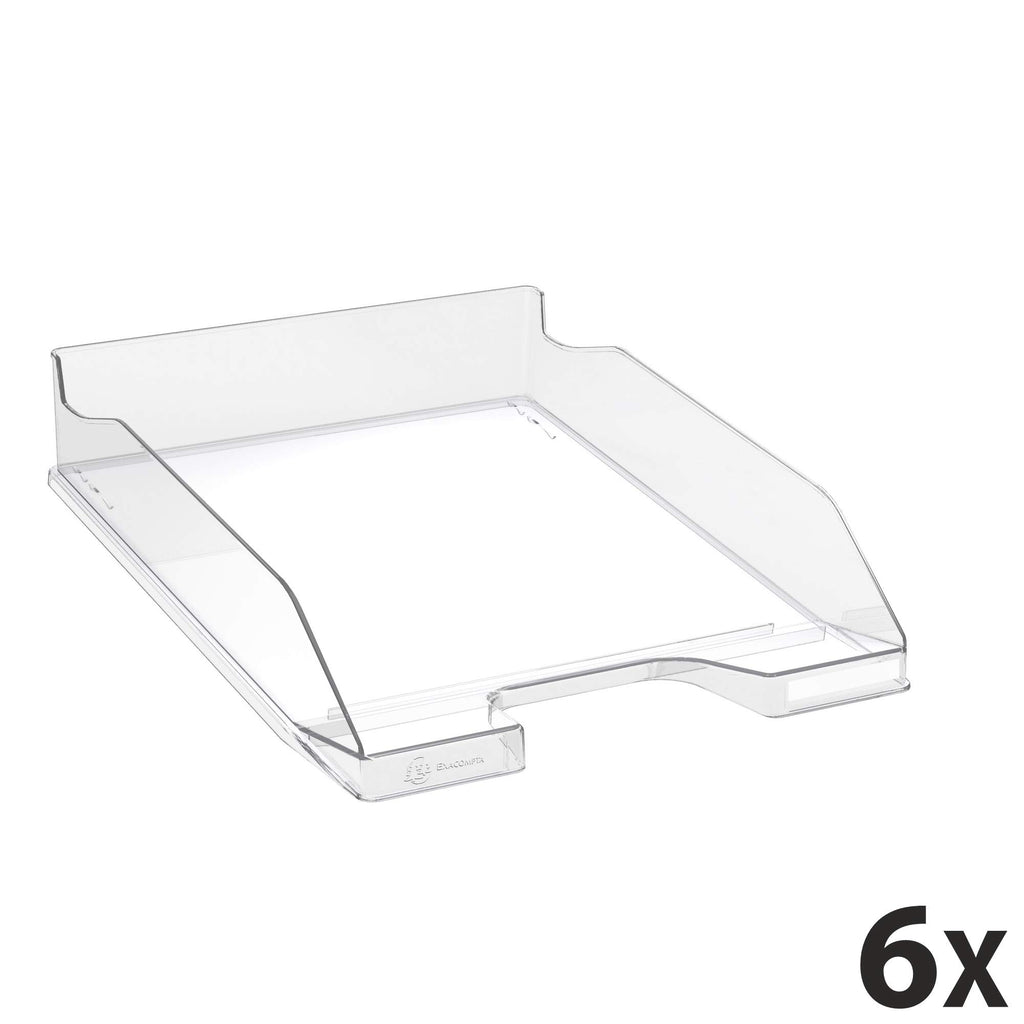 Exacompta 113223D 6er Pack Premium Briefablage Combo Midi DIN A4. Idealer Briefkorb für Ihre Organisation. Robuster und stapelbarer Ablagekorb Glasklar glossy
