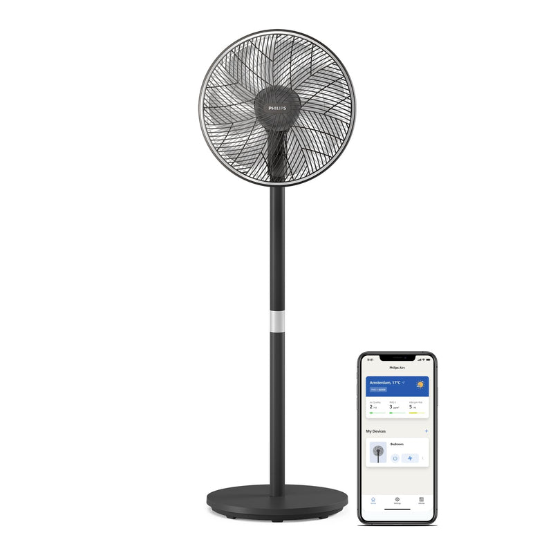 Philips Smart Standventilator Serie 3000. Starke & extrem leise SilentWings-Technologie. 19 dB. 2-in-1-Tisch- & Standventilator. Neig- & drehbar. App-Steuerung. 12-St.-Timer. Schwarz (CX3550/01)