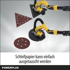 Powerplus Elektro-Trockenbauschleifer POWX0477-710W Elektrowerkzeug Schleifmaschine für Trockenbau - Wand und Deckenschleifer Schleifpapier Ø225mm - 1500min-1 - Teleskop - mit 12 Acc.
