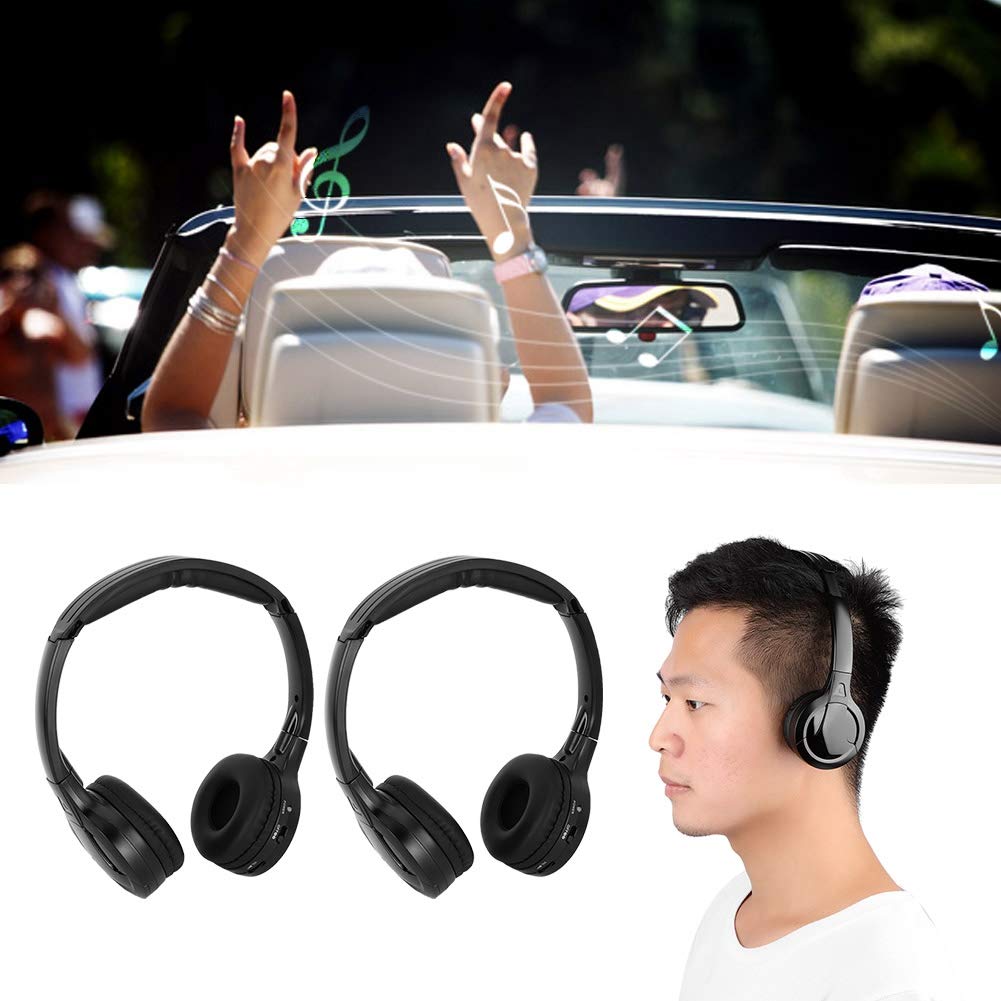 Dioche Caravan Drahtloser Kopfhörer 2-Kanal-Schnur Loser Infrarot-Ir Stereo-Audio-Kopfhörer Kopfhörer für Auto-Kopfstütze DVD