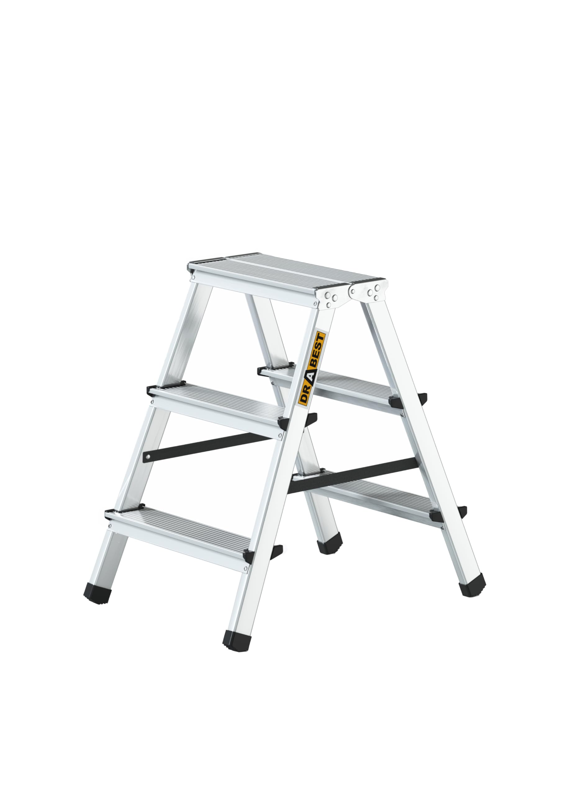 Drabest Aluminium Trittleiter Leiter beidseitig begehbar, 2x3 Stufen, 125kg