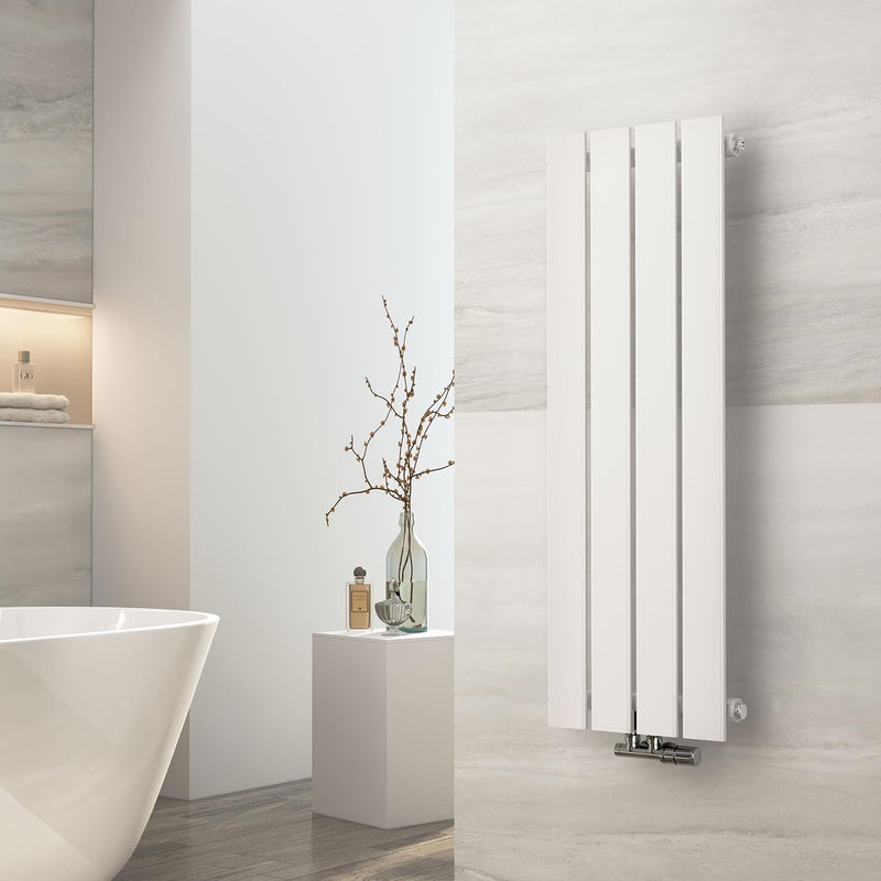 EMKE Design Heizkörper Klein, 900x304 mm Vertikal Flachheizkörper mit Mittelanschluss, Einlagig Weiß Paneelheizkörper Wandheizkörper für Bad, Schlafzimmer & Wohnzimmer, 297W