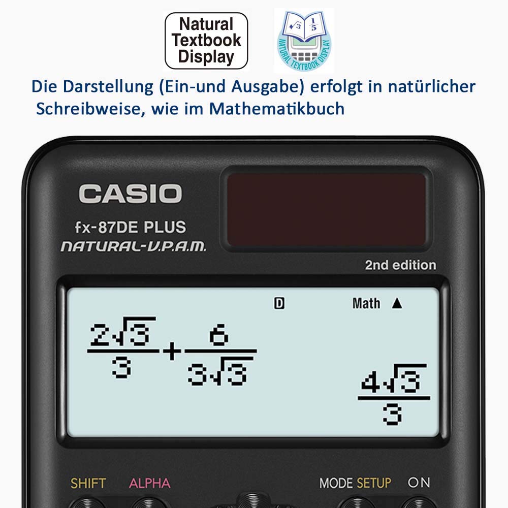 Casio FX-87DE Plus-2 Wissenschaftlich-Technischer Schulrechner, Schwarz