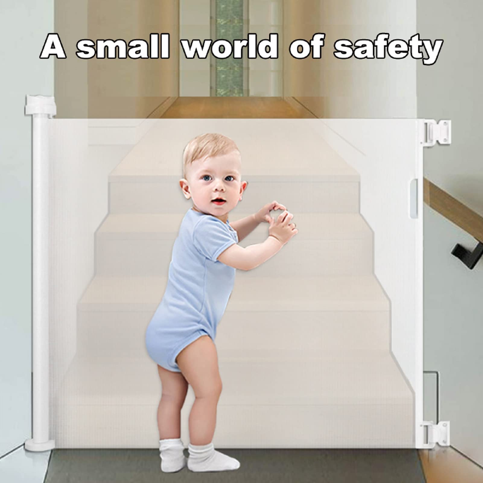 PetHot Treppentor, versenkbares Treppentor für Babys und Haustiere, Babytor oder Hundetor, ausziehbar bis zu 55„ breit, 33“ hoch, einhändige Bedienung, Babytor für Treppen/Türen/Flure/Außenbereich