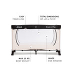 hauck Kinderreisebett Dream N Play Plus mit Transporttasche und Schlupf zum Spielen, Klein Zusammenklappbar, Baby Reisebett Kleinkind ab Geburt bis 15 kg (Beige/Grey)