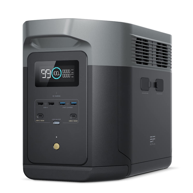 EcoFlow DELTA 2 Max tragbare Powerstation 2048Wh, erweiterbar 2-6 kWh, LFP-Batterie mit 3000 Zyklen, 80% Ladung <1 Std, 3000W Max Ausgangsleistung, Solargenerator für Zuhause, Camping, Wohnmobil