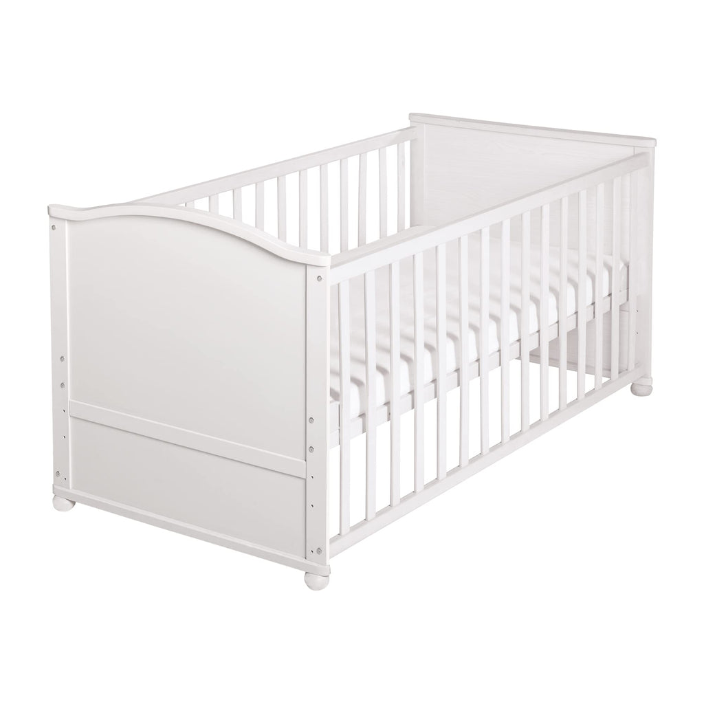 roba Babybett Set Adam & Eule - 70 x 140 cm - Mitwachsendes Kinderbett mit Bettwäsche, Himmel, Matratze - Höhenverstellbar - zu Juniorbett umbaubar - Holz weiß