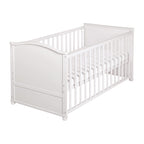 roba Babybett Set Adam & Eule - 70 x 140 cm - Mitwachsendes Kinderbett mit Bettwäsche, Himmel, Matratze - Höhenverstellbar - zu Juniorbett umbaubar - Holz weiß