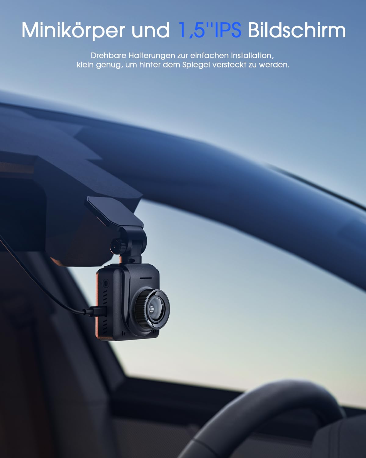 Avylet Dashcam Auto WiFi 2K, Mini Vorne Autokamera Unterstützt externes GPS-Modul, 1.5" IPS-Bildschirm, APP, Ultra Nachtsicht & 150° Weitwinkel, WDR, 24/7 Parkmodus mit Bewegungserkennung, G-Sensor