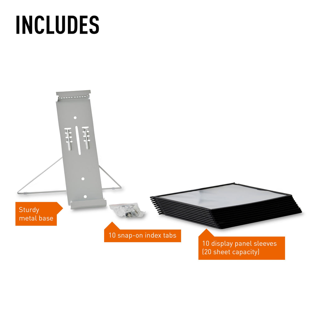 Durable Instaview20 Pocket Erweiterbares Desktop-Referenzsystem, Briefgröße, 10 doppelseitige Paneele, schwarze Ränder